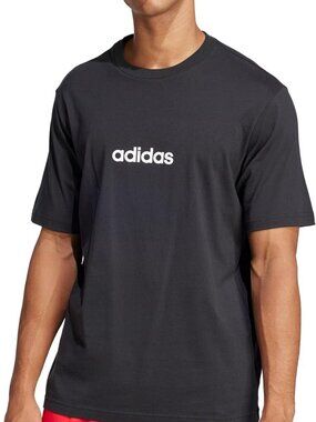 Adidas Mens Essentials Linear Single Jersey T-Shirt Black/White Large